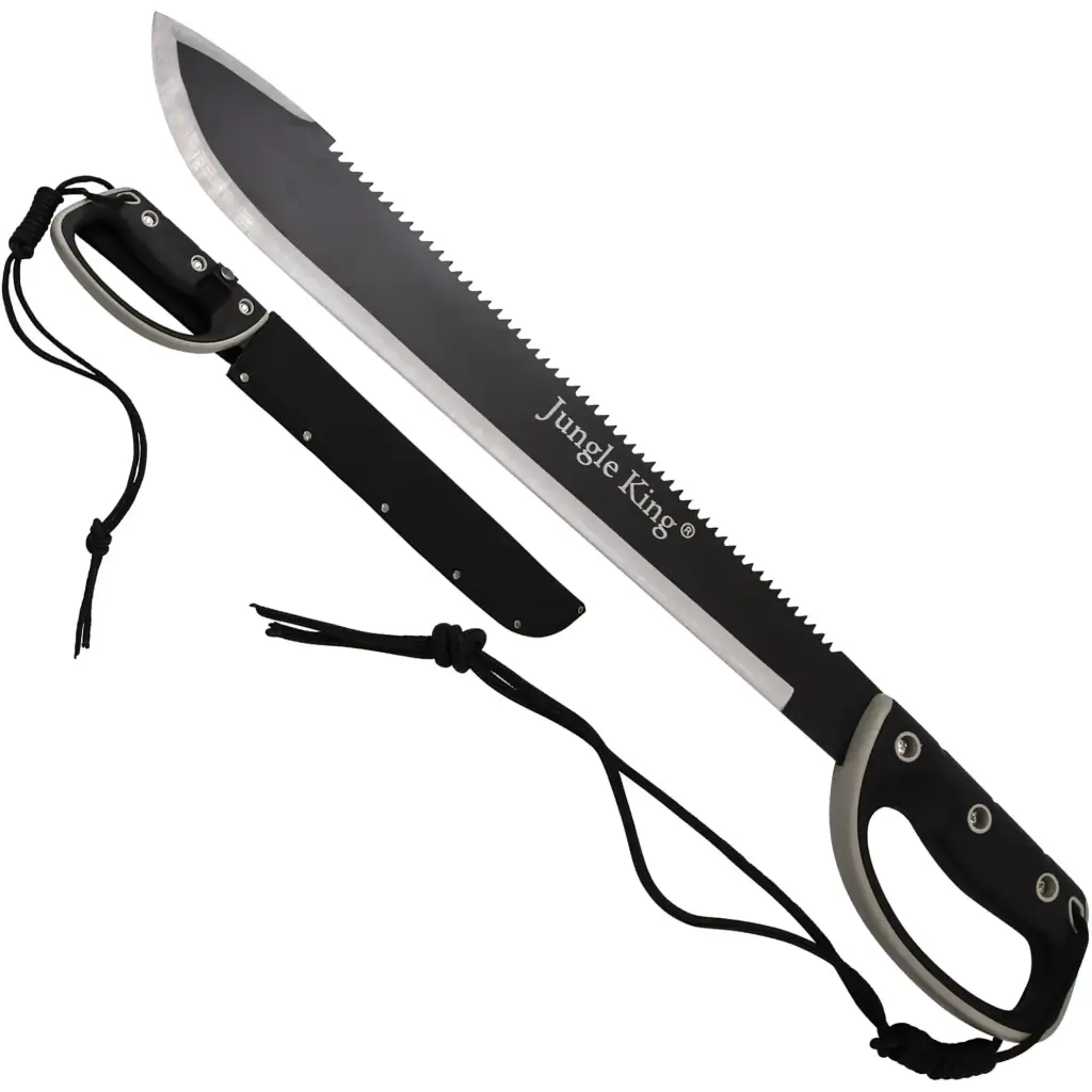 Jungle Guard Sawback Power Survival Machete - Two-Tone Black