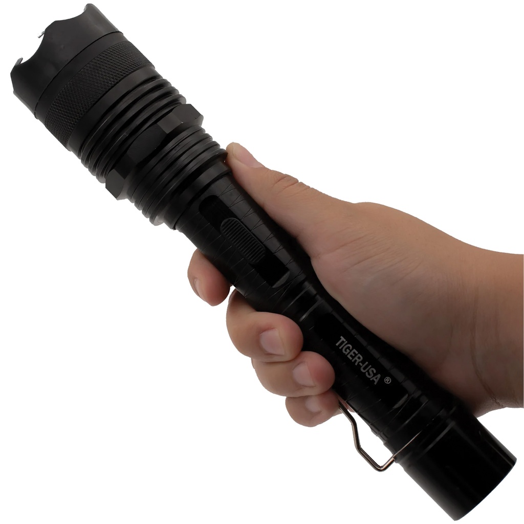 SAMPLE - RidgeGuard 100M Duty-Ready Stun Gun Flashlight - Midnight Black Aluminum