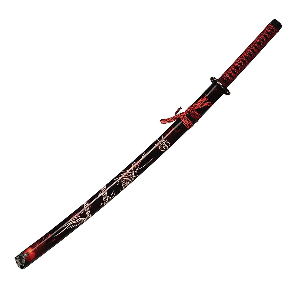 Crimson Reign Display Katana Sword - Black Red Wood