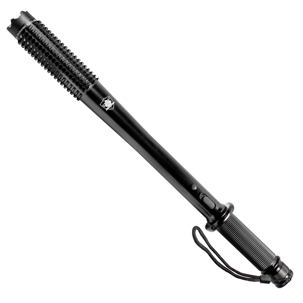 Spiked Guardian TripleStun Stun Baton Flashlight - Midnight Black