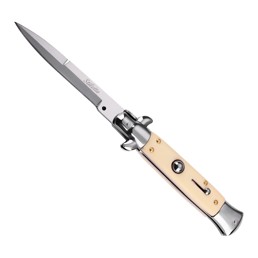 Godfather Heritage Push-Button Stiletto Switchblade - Ivory Handle