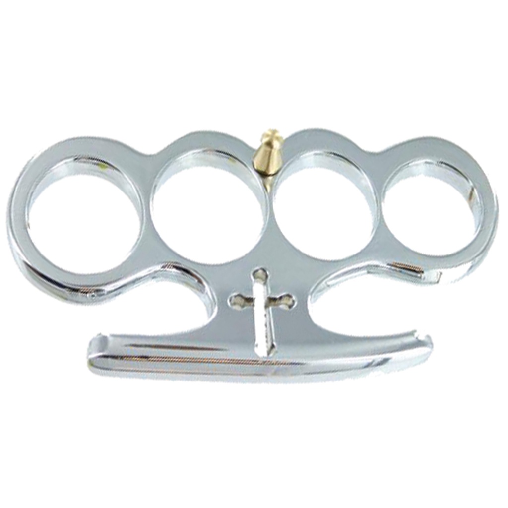 Sanctum Shield Belt-Buckle Brass Knuckles - Silver