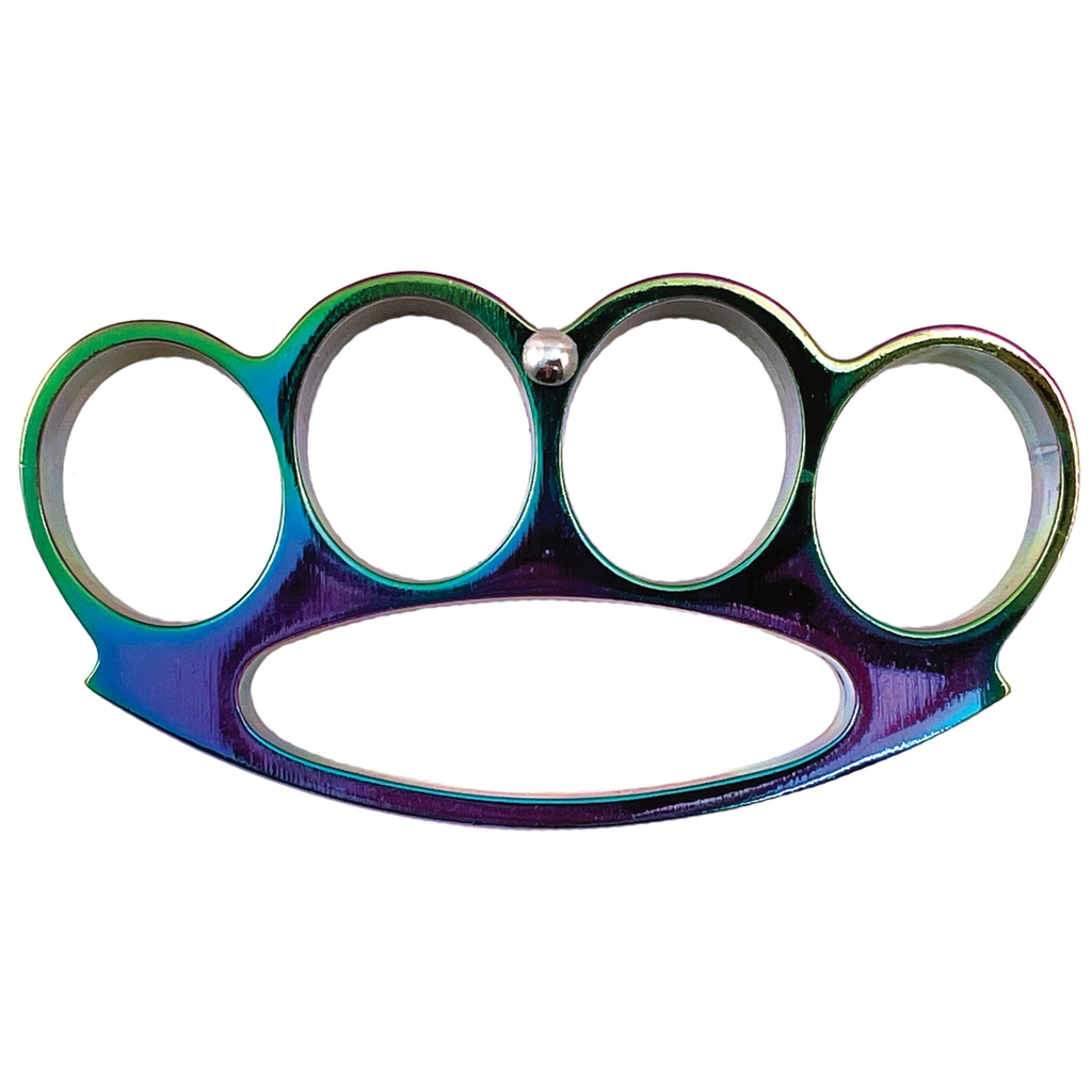 Oil-Slick Wide-Body Brass Knuckles - Rainbow