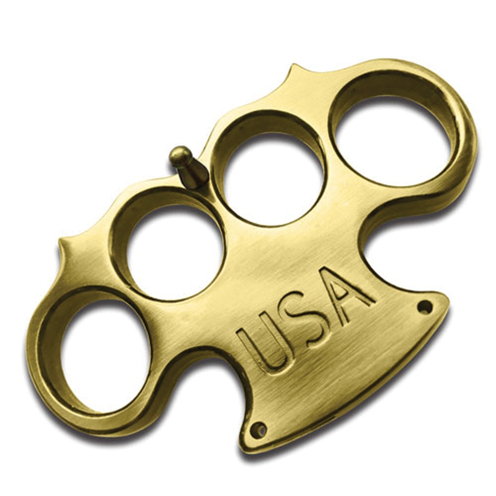 Liberty Block Belt Buckle Brass Knuckles - Gold
