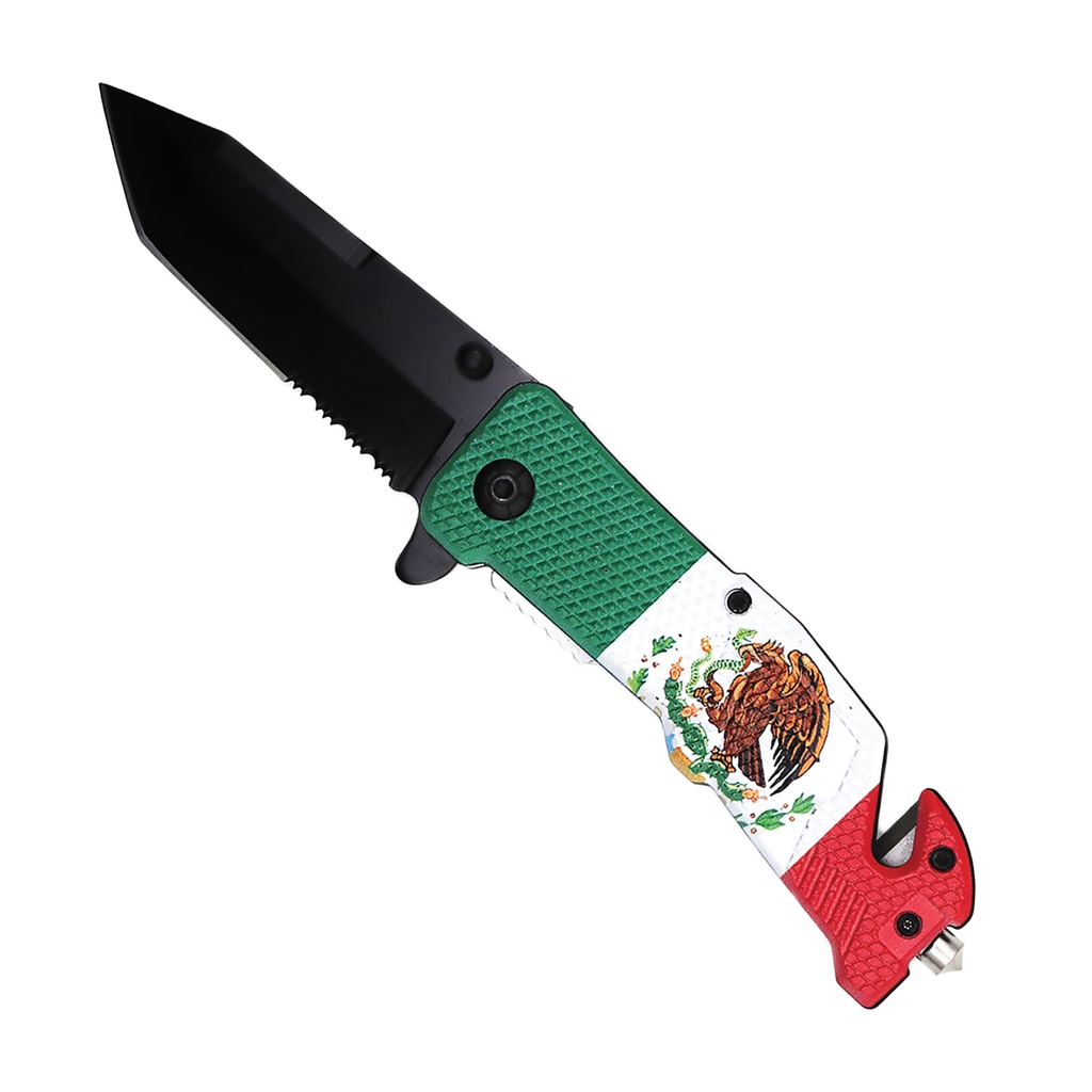 Tricolor Patriot Quick-Deploy Assisted Knife - Mexican Flag