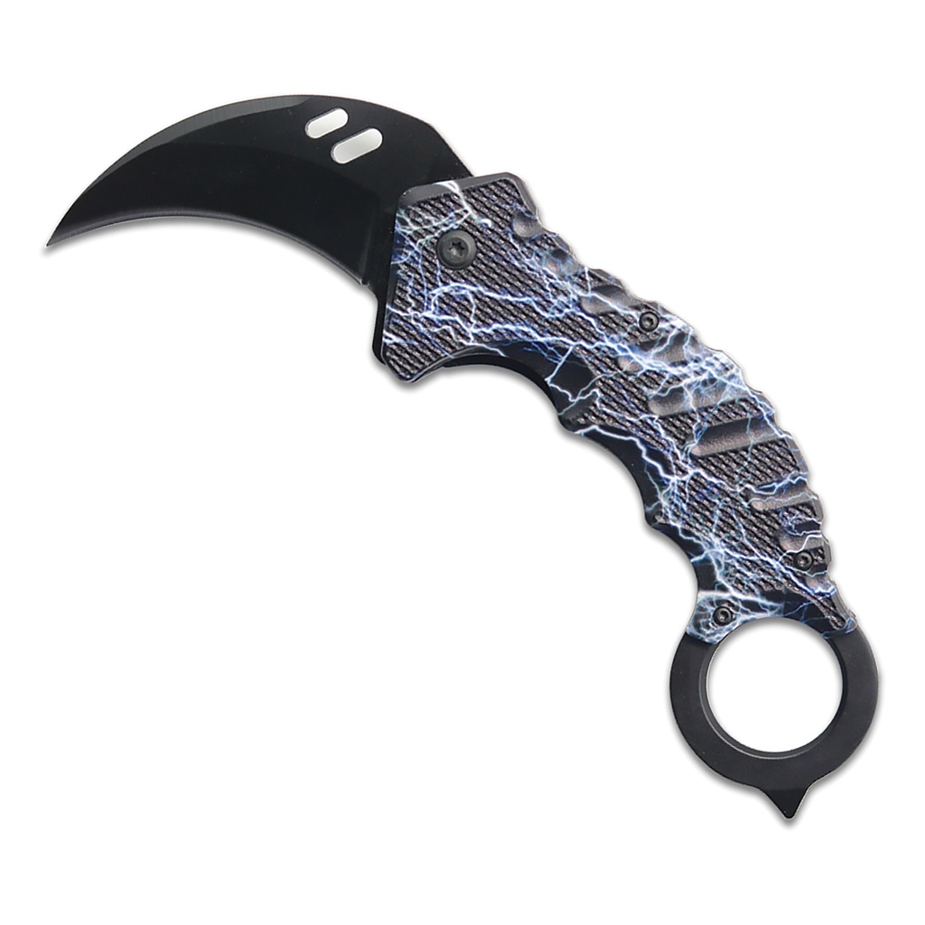 Lightning Arc Quick-Deploy Assisted Karambit Knife - Matte Black
