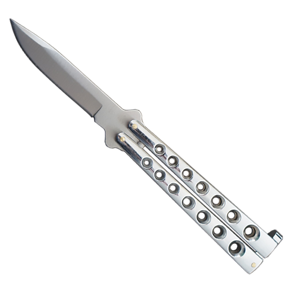 Vent-Skeleton Heavy-Duty Butterfly Knife - Silver Steel