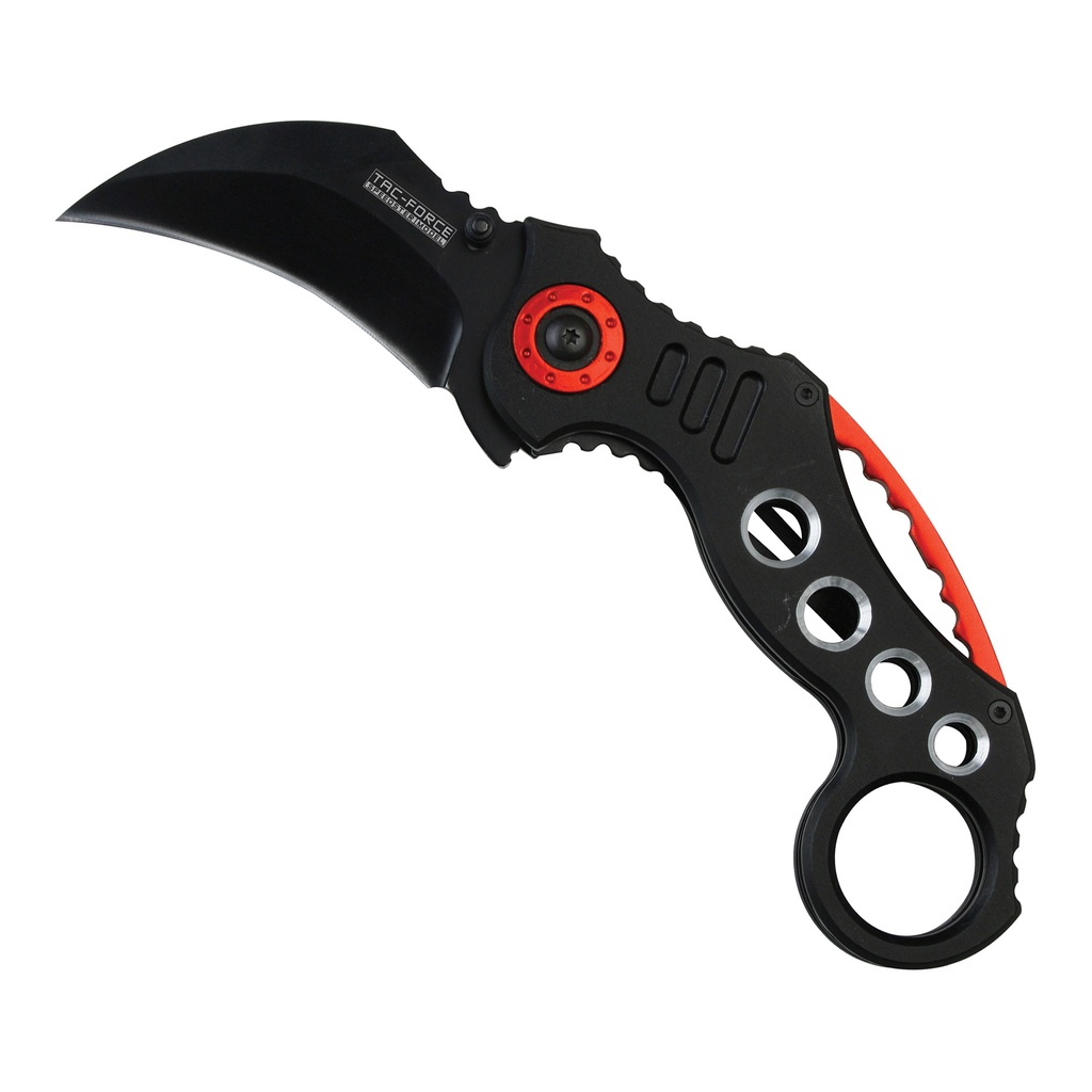Ember Claw Quick-Assist Karambit Knife - Black with Red