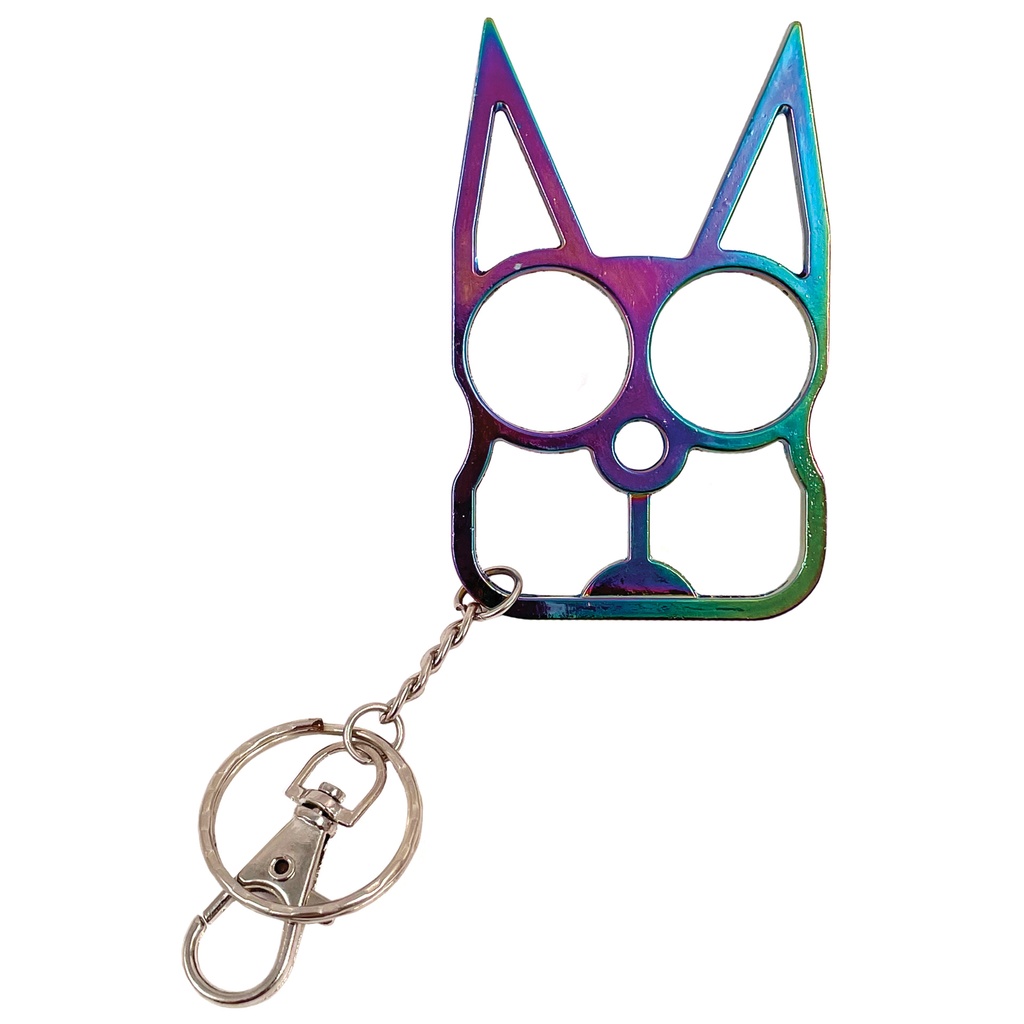 Urban Prowler Quick-Grip Cat Self Defense Keychain - Rainbow Steel