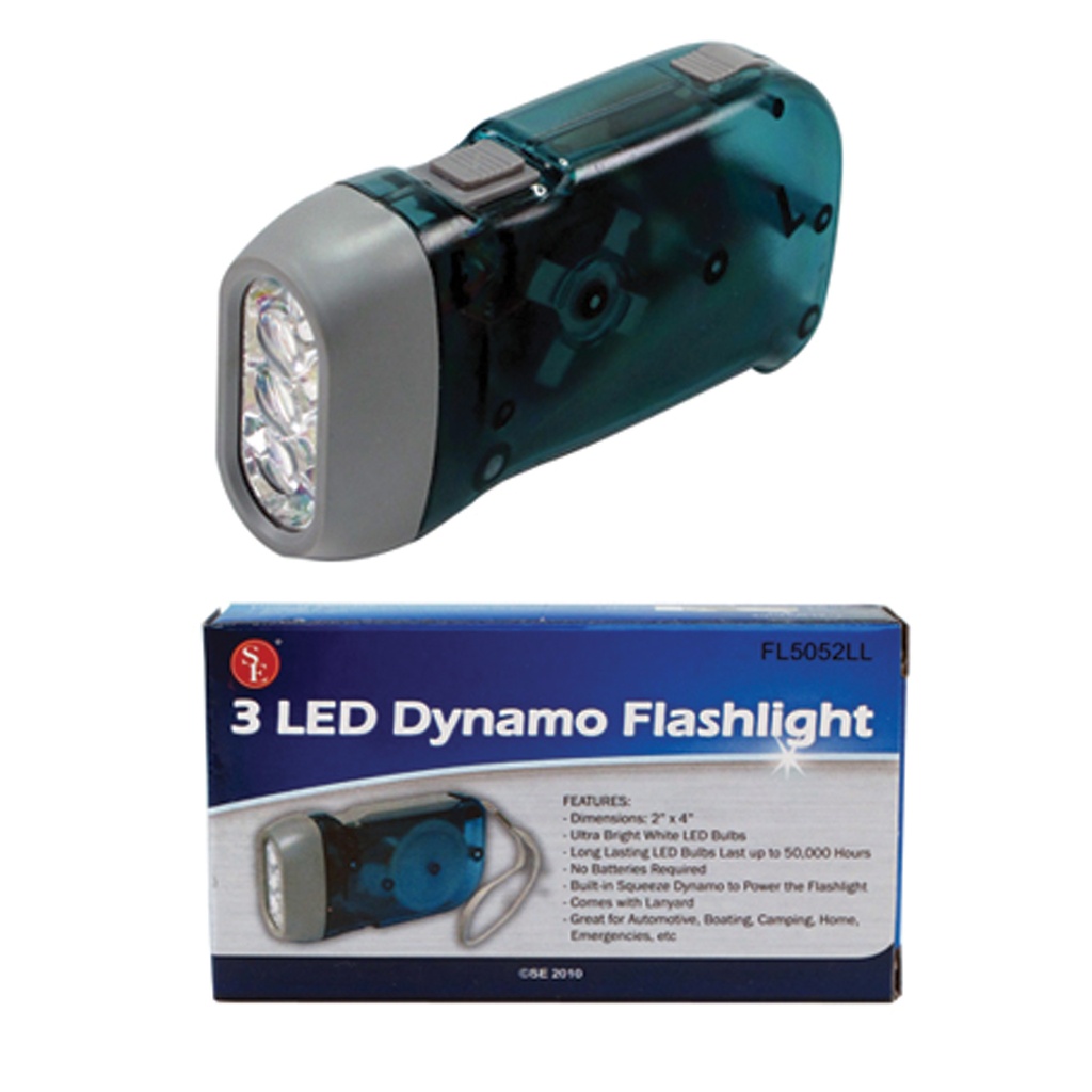 TrioPulse Dynamo Battery‑Free Hand Crank Flashlight - Blue