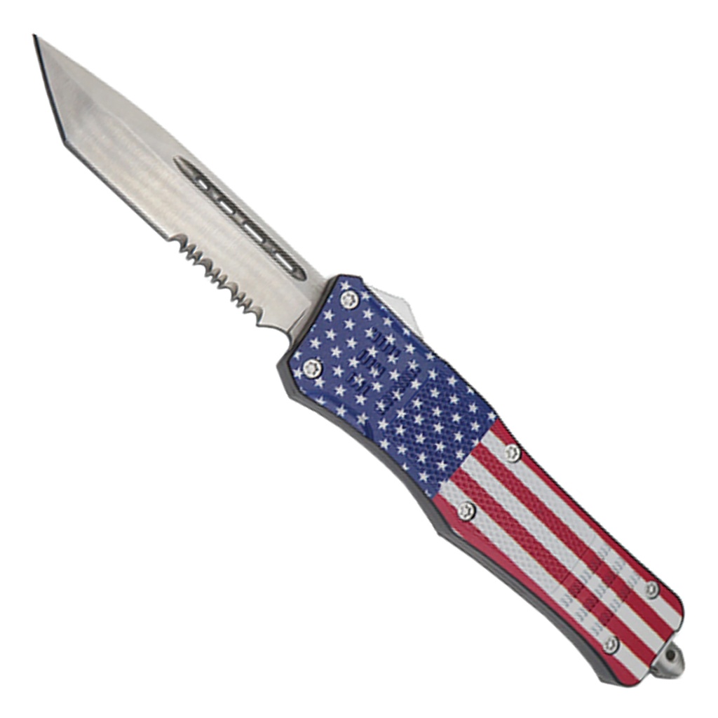 Stars & Stripes Rapid-Slide OTF Knife - Satin Tanto