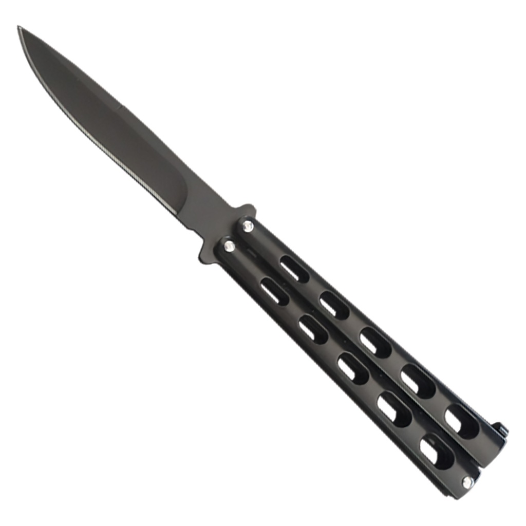 Oval-Flow Balanced Balisong Butterfly Knife - Matte Black