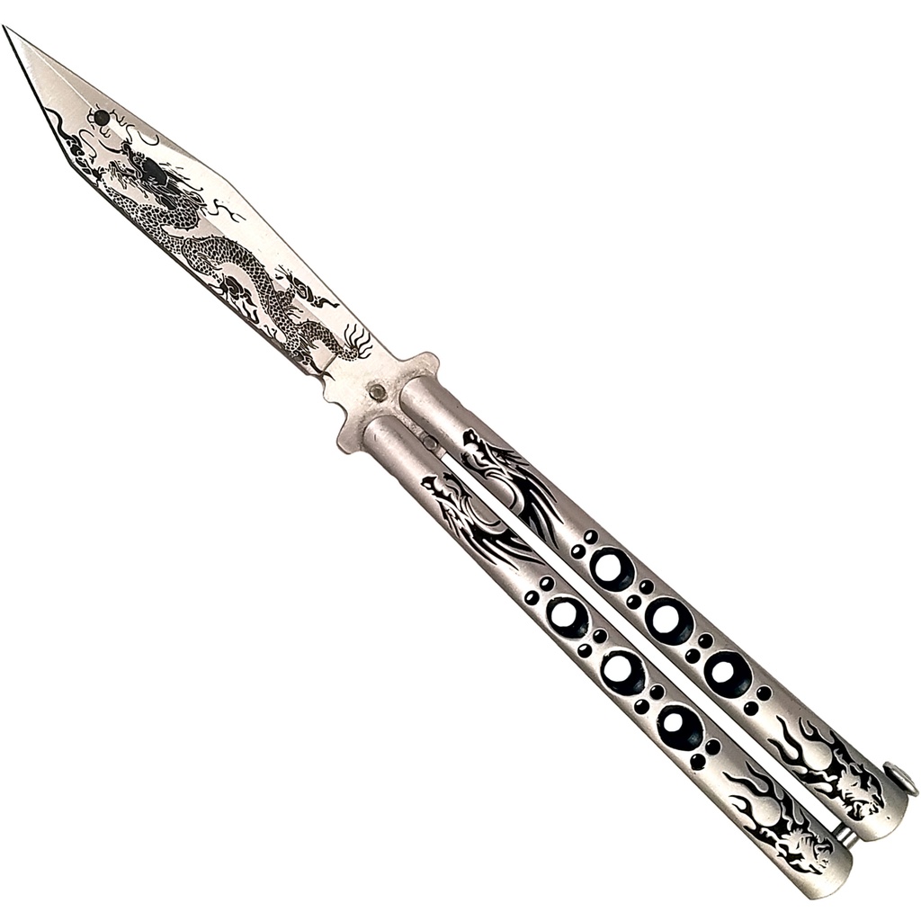 Dragonfire Flow Tanto Butterfly Knife - Matte Steel