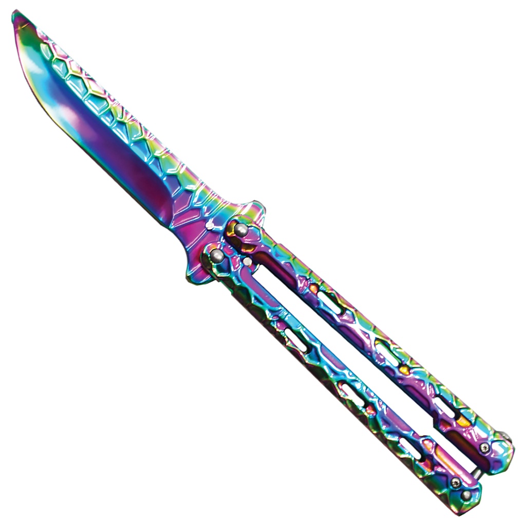 Metalliglide Safe-Edge Butterfly Knife Trainer - Rainbow Steel