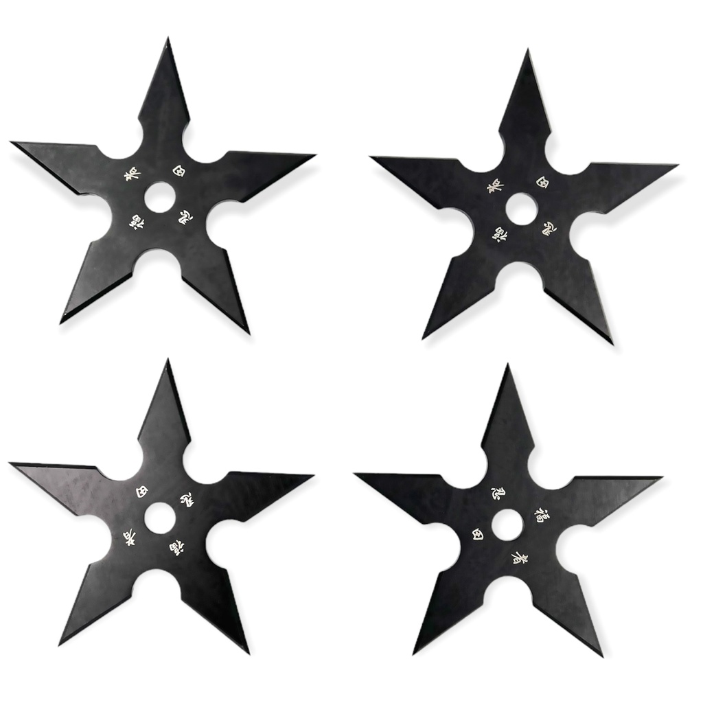 Shadow Glyph Precision-Balanced Throwing Stars - Black Steel