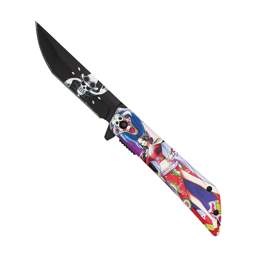 Serpent Empress Quick-Deploy Assisted Opening Pocket Knife - Black Graphic Steel