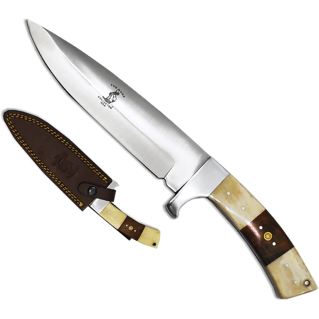Frontier Contrast Full-Tang Hunting Knife - White Bone & Rosewood
