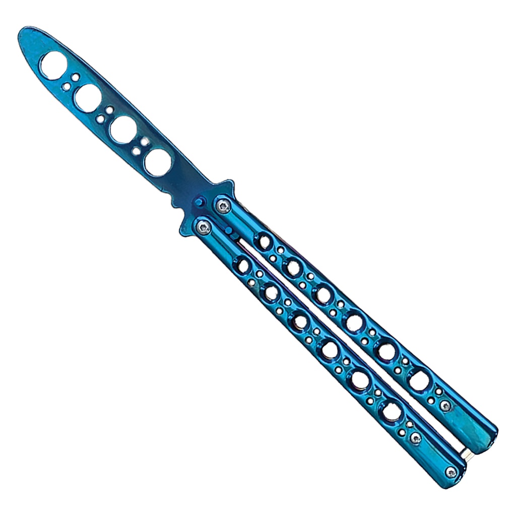 Six-Hole Balance Butterfly Knife Trainer - Blue Steel