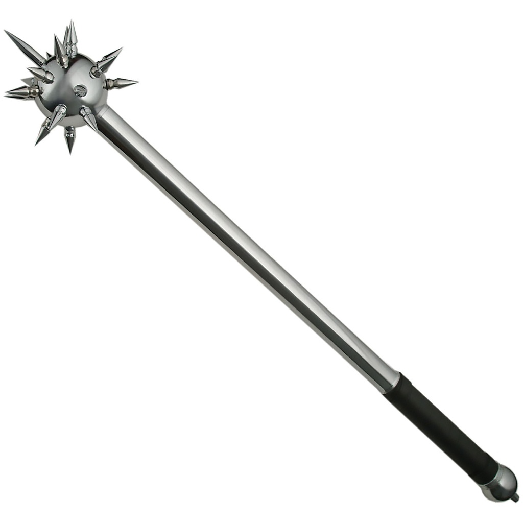Silver Sentinel Full-Length Spiked Ball Mace - Silver Steel