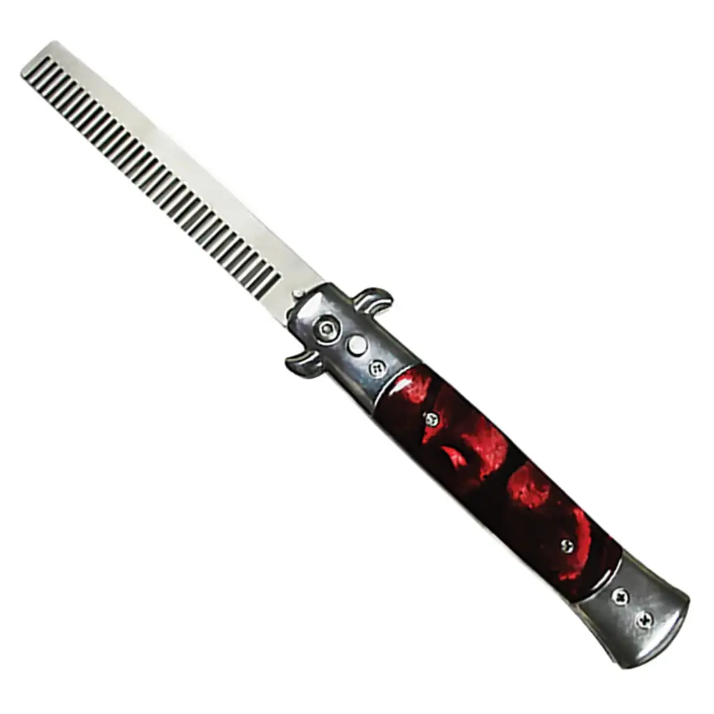 Stiletto Heritage Quick-Flick Automatic Folding Comb - Red
