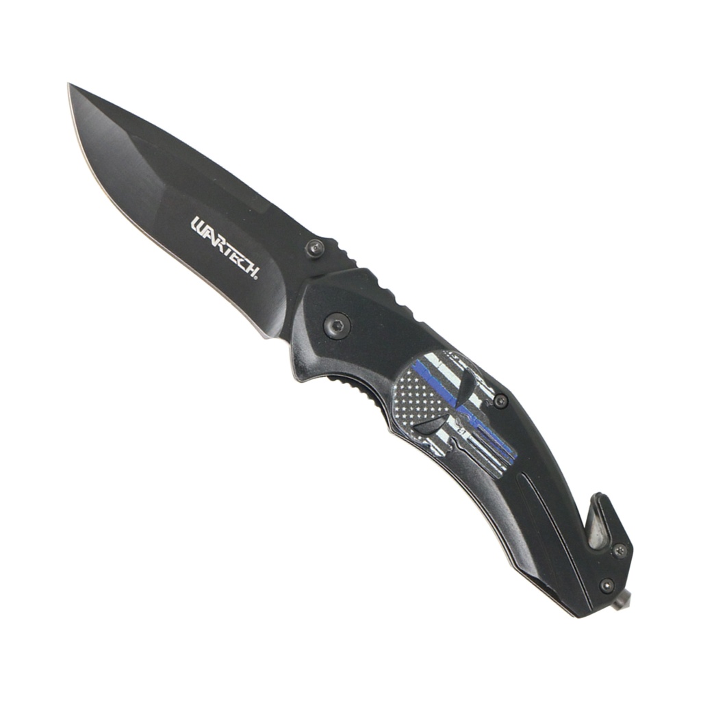 BLUE LINE SKULL ASST KNF