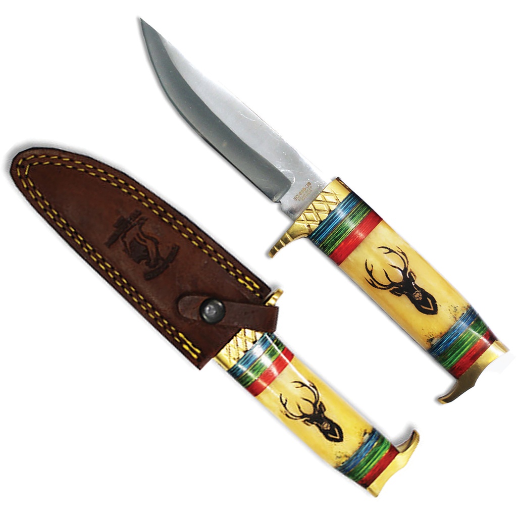 Deer Camp Legacy Hunting Knife - Bone & Brass