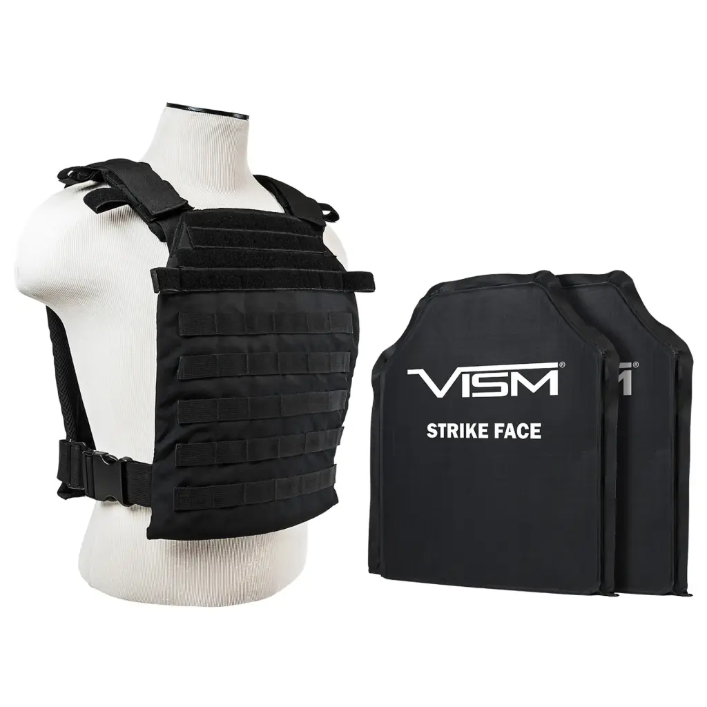 Fast Plate Carrier w/11"X14' Level IIIA STR's Cut 2X SOFT Ballistic Panels [XL-3XL] - Black