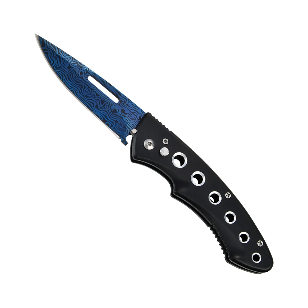 Azure Vortex Push-Button Automatic Knife - Black Aluminum