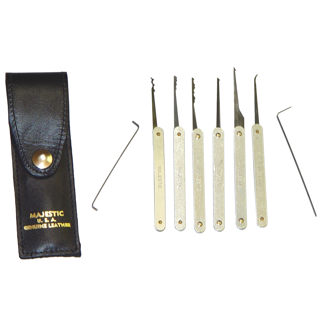 Pocket Pro Eight-Tool Lock Pick Set - Black Leather