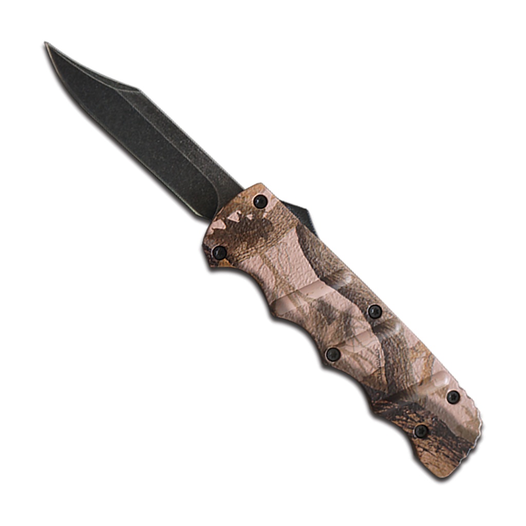Timber Ghost Bowie Out-the-Front Knife - Brown Leaf Camo