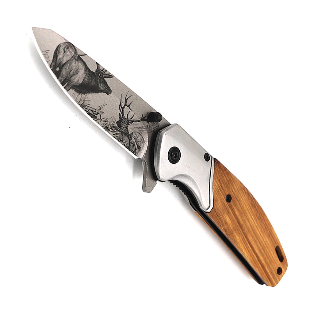 Whitetail Rush Assisted Hunting Knife - Wood Handle
