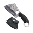 Forge-Mark Ring-Pommel Cleaver Fixed Blade Knife - Black Wood