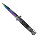 Marble Mirage Push-Button Stiletto Switchblade - Rainbow Blade