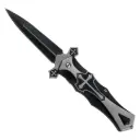Night Responder Cross Spring-Assisted Folding Knife - Black Aluminum