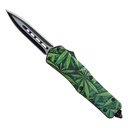Marijuana Leaf Crest Quick-Deploy OTF Knife - Matte Aluminum