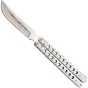 Minimalist Hira Zukuri Flipping Butterfly Knife - Polished Silver