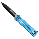 Azure Strike Tactical Spear Point Butterfly Knife - Blue Aluminum